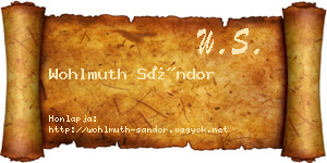 Wohlmuth Sándor névjegykártya