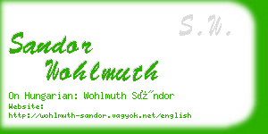 sandor wohlmuth business card